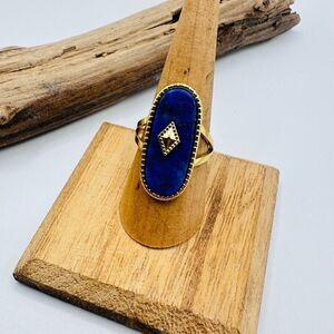 Lapis Lazuli Adjustable Gold Statement Ring